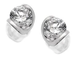 9ct White Gold Cubic Zirconia Earrings - 5mm - G3020