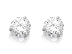 9ct White Gold Cubic Zirconia Solitaire Stud Earrings - 6mm - G3027