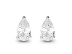 9ct White Gold Cubic Zirconia Pear Stud Earrings - 8mm - G3028