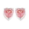 9ct White Gold Pink Cubic Zirconia Heart Stud Earrings - 6mm - G3134