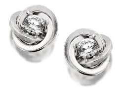 9ct White Gold Cubic Zirconia Knot Earrings - 10mm - G3189