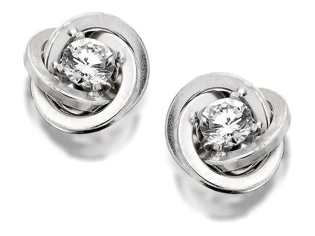 9ct White Gold Cubic Zirconia Knot Earrings - 10mm - G3189 1 9ct White Gold Cubic Zirconia Knot Earrings - 10mm - G3189