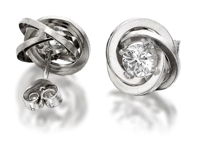 9ct White Gold Cubic Zirconia Knot Earrings - 10mm - G3189 2 9ct White Gold Cubic Zirconia Knot Earrings - 10mm - G3189 - Image 2