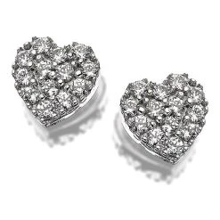 9ct White Gold Cubic Zirconia Heart Stud Earrings - 7mm - EXCLUSIVE - G3224