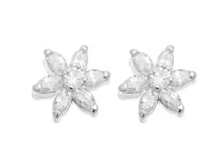 9ct White Gold Cubic Zirconia Daisy Stud Earrings - 7mm - G3225