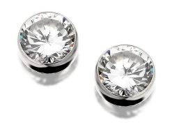 9ct White Gold Cubic Zirconia Solitaire Earrings - 5mm - G3238