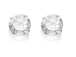 9ct White Gold Cubic Zirconia Solitaire Stud Earrings - 8mm - G3239