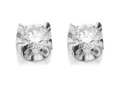 9ct White Gold Cubic Zirconia Stud Earrings - 5mm - G3250
