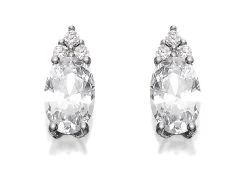 9ct White Gold Cubic Zirconia Pear Cluster Earrings - 6mm - EXCLUSIVE - G3251