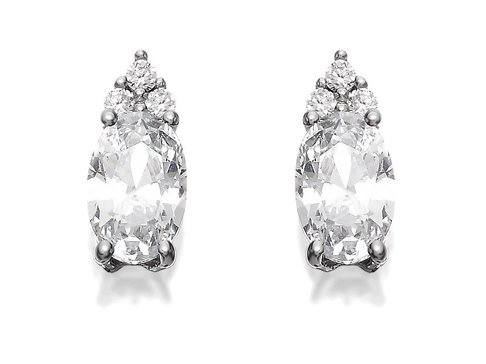 9ct White Gold Cubic Zirconia Pear Cluster Earrings - 6mm - EXCLUSIVE - G3251 1 9ct White Gold Cubic Zirconia Pear Cluster Earrings - 6mm - EXCLUSIVE - G3251