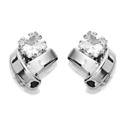 9ct White Gold Cubic Zirconia Kiss Earrings - G3258