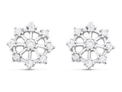 9ct White Gold Cubic Zirconia Flower Stud Earrings - 6mm - G3271