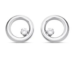 9ct White Gold Cubic Zirconia Circle Stud Earrings - 7mm - G3272