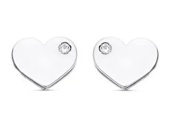 9ct White Gold Cubic Zirconia Heart Stud Earrings - 6mm - G3273