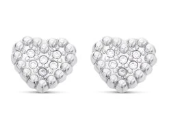 9ct White Gold Cubic Zirconia Heart Stud Earrings - 6mm - G3274