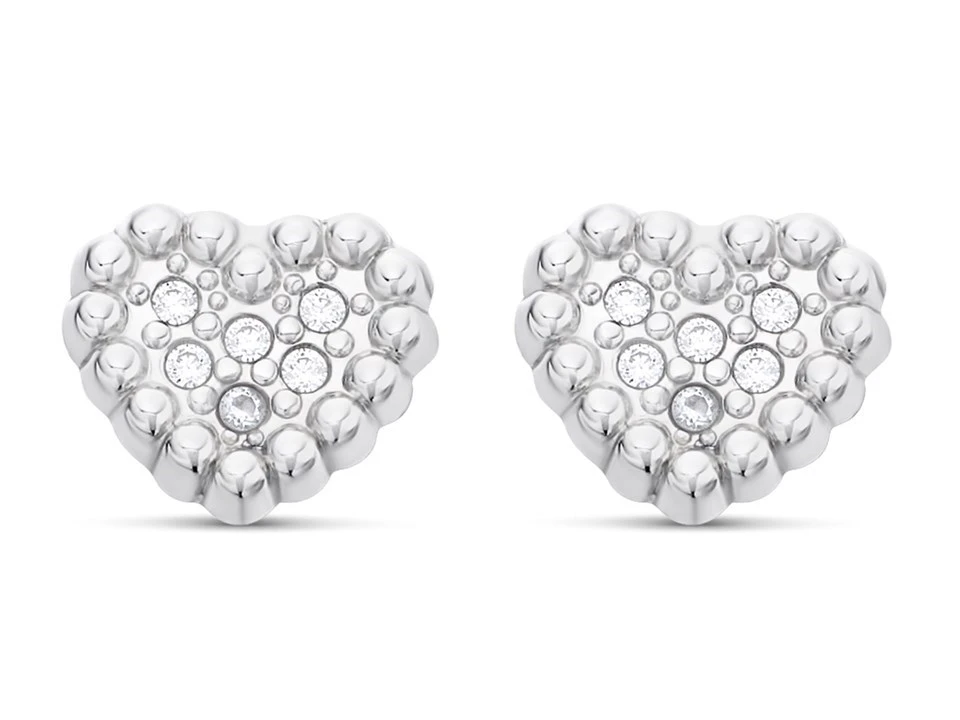 9ct White Gold Cubic Zirconia Heart Stud Earrings - 6mm - G3274 1 9ct White Gold Cubic Zirconia Heart Stud Earrings - 6mm - G3274