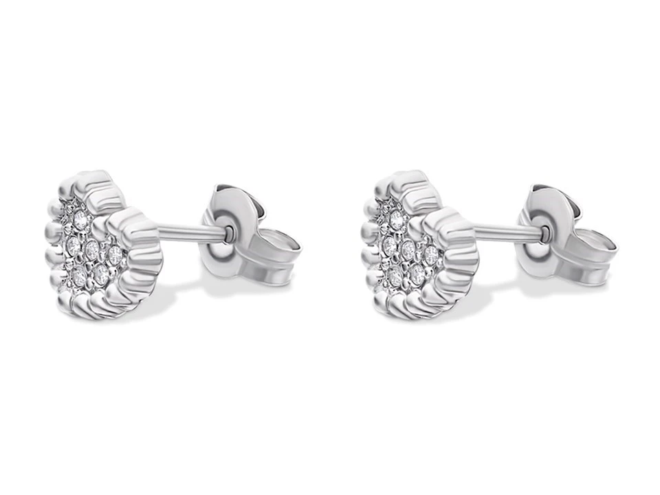 9ct White Gold Cubic Zirconia Heart Stud Earrings - 6mm - G3274 2 9ct White Gold Cubic Zirconia Heart Stud Earrings - 6mm - G3274 - Image 2