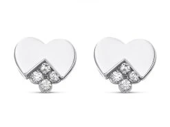 9ct White Gold Cubic Zirconia Heart Stud Earrings - 5mm - G3275