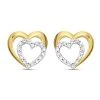 9ct Gold Heart Cubic Zirconia Stud Earrings - G3282