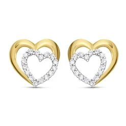9ct Gold Heart Cubic Zirconia Stud Earrings - G3282