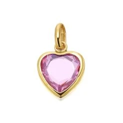 9ct Gold Pink Cubic Zirconia Heart Charm - G3307
