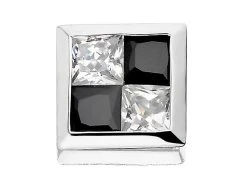 9ct White Gold Black And White Cubic Zirconia Single Stud Earring - 7mm - G3410