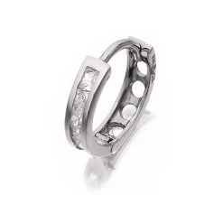 9ct White Gold Cubic Zirconia Single Huggie Earring - 10mm - G3433