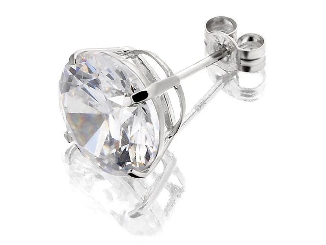 9ct White Gold Cubic Zirconia Single Stud Earring - 9mm - G3438 2 9ct White Gold Cubic Zirconia Single Stud Earring - 9mm - G3438 - Image 2