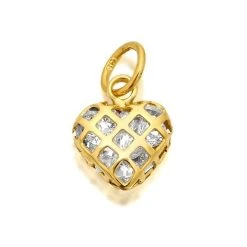 9ct Gold Cubic Zirconia Lattice Heart Charm - G3637
