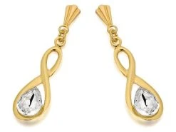 9ct Gold Crystal Andralok Drop Earrings - 24mm Drop - G4039