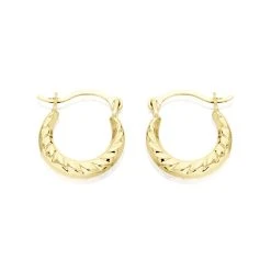9ct Gold Creole Hoop Earrings - 10mm - G41104