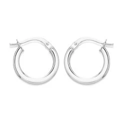 9ct White Gold Hoop Earrings - 11mm - G41152