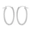 9ct White Gold Patterned Hoop Earrings - 32mm - G41157