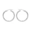 9ct White Gold Patterned Hoop Earrings - 24mm - G41159