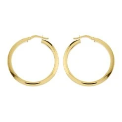 9ct Gold Flat Hoop Earrings - 35mm - G41170