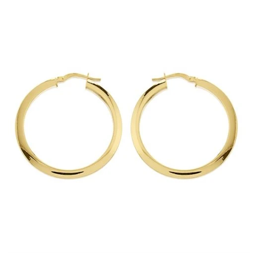 9ct Gold Flat Hoop Earrings - 35mm - G41170 -Fhinds Shop G41170 L 1