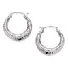 9ct White Gold Diamond Cut Creole Hoop Earrings - 17mm - G4130