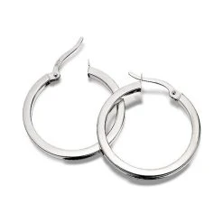 9ct White Gold Hoop Earrings - 22mm - G4149