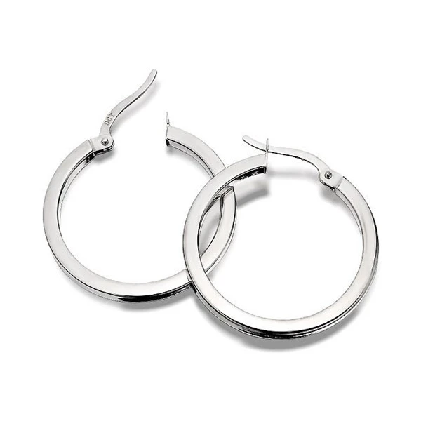 9ct White Gold Hoop Earrings - 22mm - G4149 1 9ct White Gold Hoop Earrings - 22mm - G4149