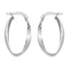 9ct White Gold Twisted Oval Hoop Earrings - 17mm - G4162