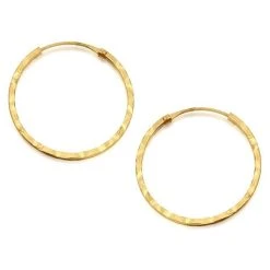 9ct Gold Diamond Cut Hoop Earrings - 18mm - G4168