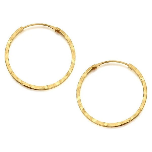 9ct Gold Diamond Cut Hoop Earrings - 18mm - G4168 1 9ct Gold Diamond Cut Hoop Earrings - 18mm - G4168