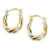 9ct Gold Two Colour Twist Creole Hoop Earrings - 17mm - G4181