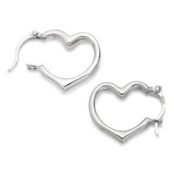 9ct White Gold Heart Hoop Earrings - 16mm - G4190