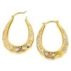 9ct Gold Two Colour Patterned Creole Hoop Earrings - 28mm - G4301