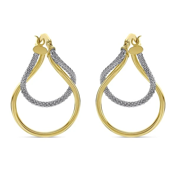 9ct Two Colour Gold Twisted Hoop Earrings - 26mm - G4312 1 9ct Two Colour Gold Twisted Hoop Earrings - 26mm - G4312
