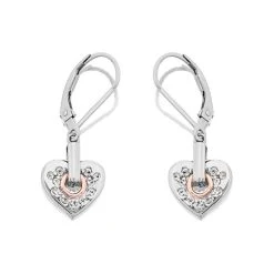 Clogau Silver And 9ct Rose Gold White Topaz Heart Drop Earrings - G44173
