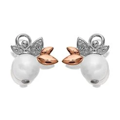 Clogau Silver And 9ct Rose Gold Lily Of The Valley Pearl Stud Earrings - G44208