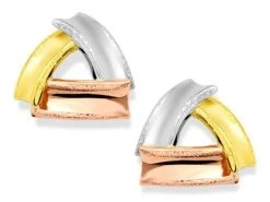 9ct Gold Three Colour Triangle Stud Earrings - G4611