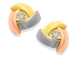 9ct Gold Three Colour Cubic Zirconia Knot Stud Earrings - G4612